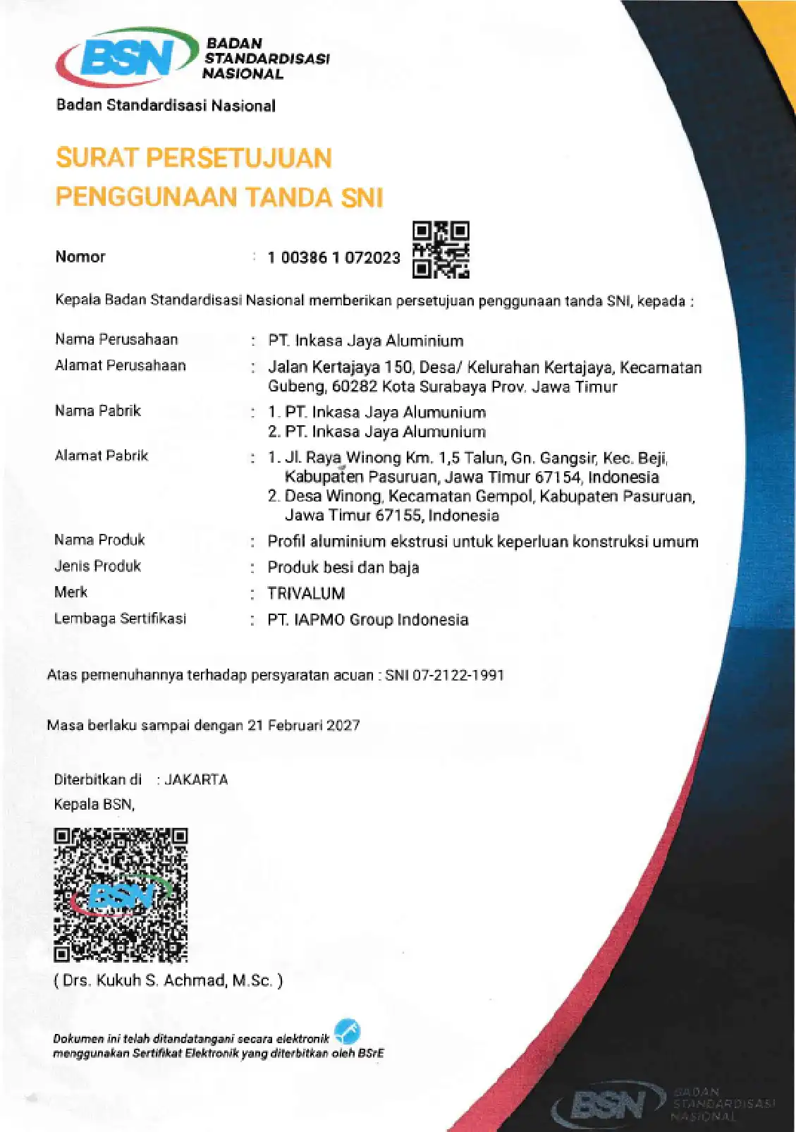 SNI Certified